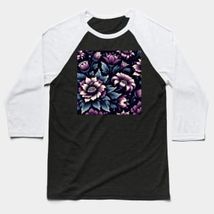 Violet Floral Illustration Baseball T-Shirt